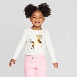 Toddler Girls Unicorn Crew Fleece Sweatshirt